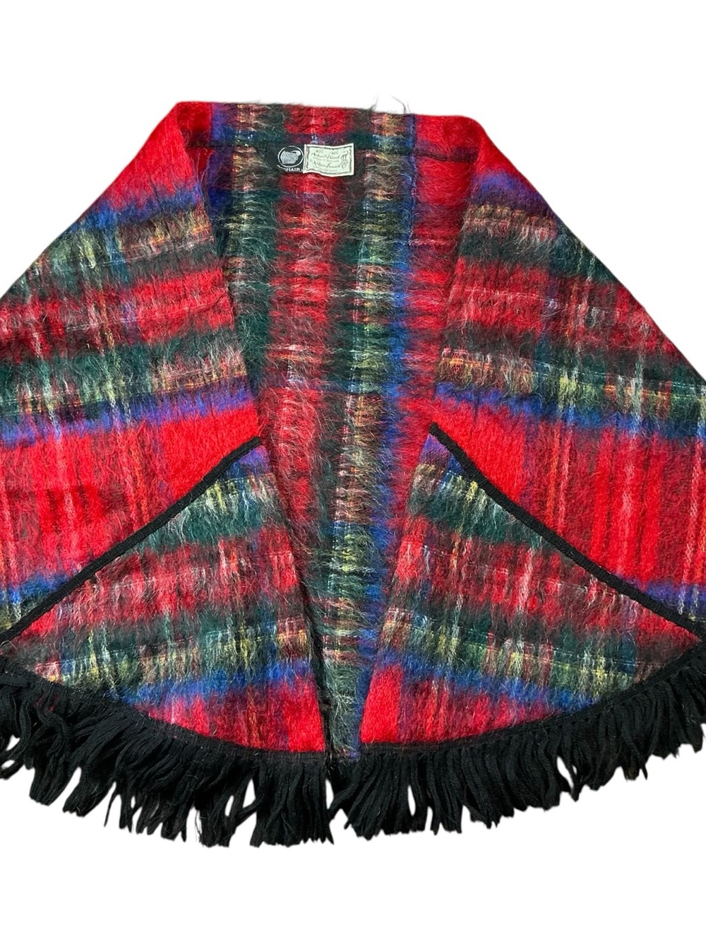 Vintage andrew stewart mohair tartan plaid Cape/shawl Scotland